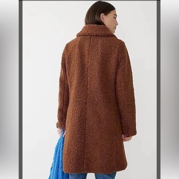 J. Crew long teddy coat faux fur sherpa persian lamb brown MP - Picture 12 of 12